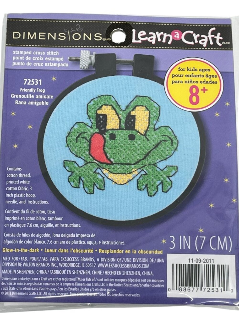 Dimensions Learn A Craft Stamped Cross Stitch Friendly Frog Glow in the Dark